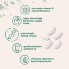 Micro Ingredients Vitamin B1 Thiamine 500mg with Benfotiamine & MCT Oil, 240 Softgels | Highly Bioavailable Thiamine Supplement for Energy & Nervous System Support* | Non-GMO, Soy Free