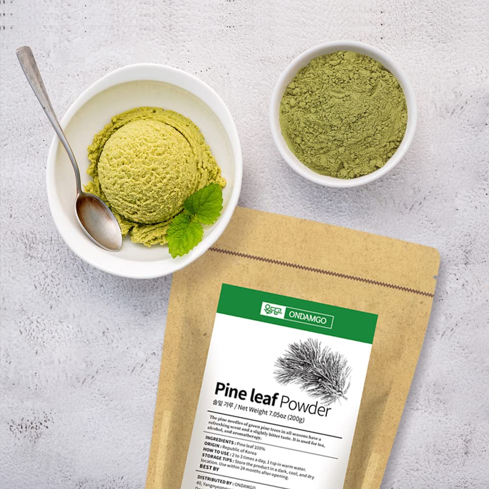 ONDAMGO Natural Pine Needles Tea Powder 200g - 100% Pine Leaf Powder 솔잎가루 7.05 oz (Pine Needles Powder)
