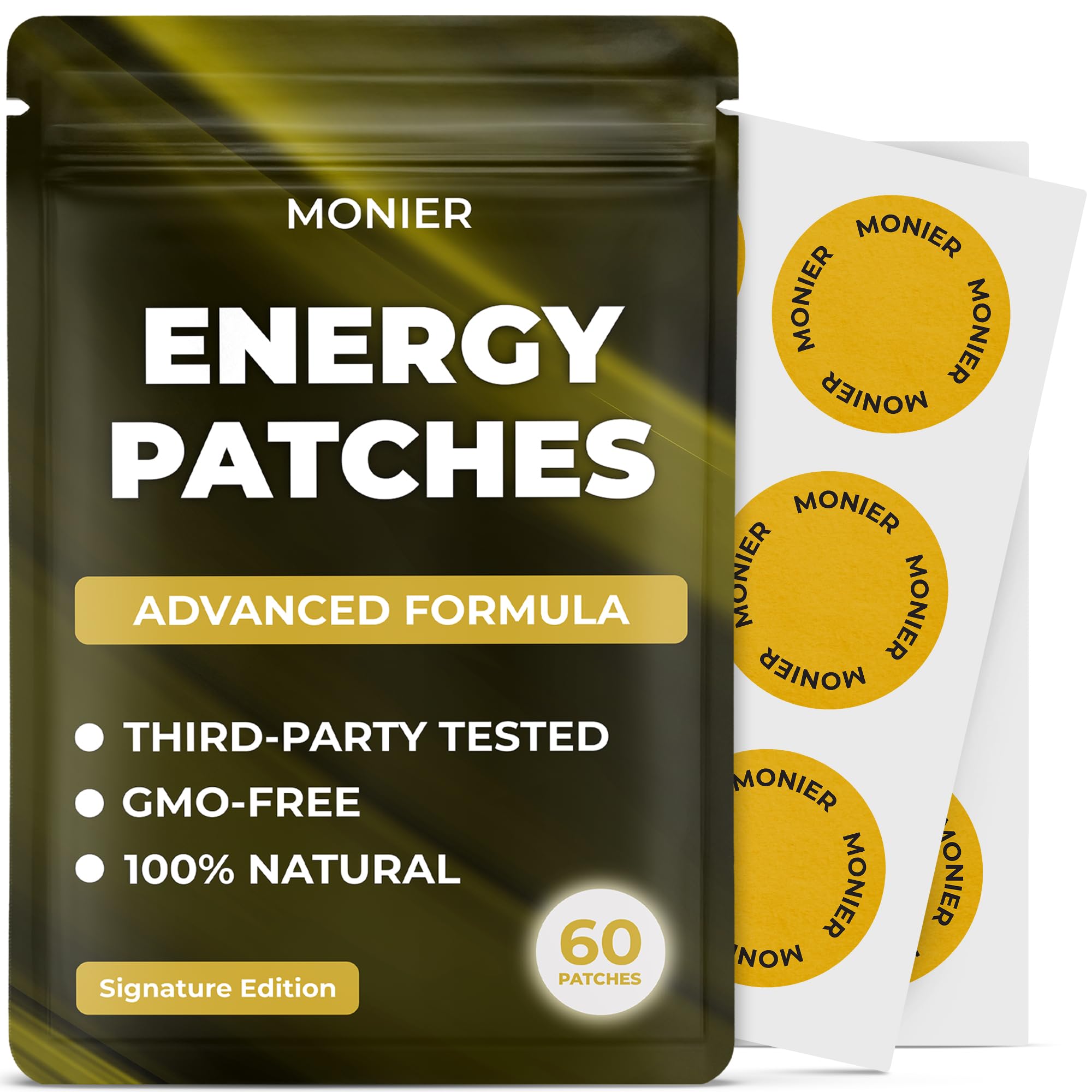 Energy Patches with B12 - Advanced B-Vitamin Complex + Natural Caffeine, Signature Edition for Women & Men - Energy & Focus - 60 Day Supply