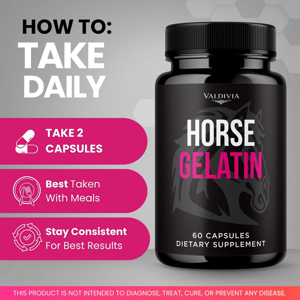 Valdivia (5 Pack) Horse Gelatin Capsules - Official HorseGelatin Supplement, Premium Formula, Natural Vitamins for Health & Wellness - 300 Capsules for 5 Months
