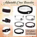 Tondiamo 20 Set Fathers Day Bracelet Gift for Church Cross Christian Adjustable Jesus Wristband Religious Blessed Dad Bible Verse Scripture Cards Organza Bag Basket Stuffers for Dad (Braided Style)