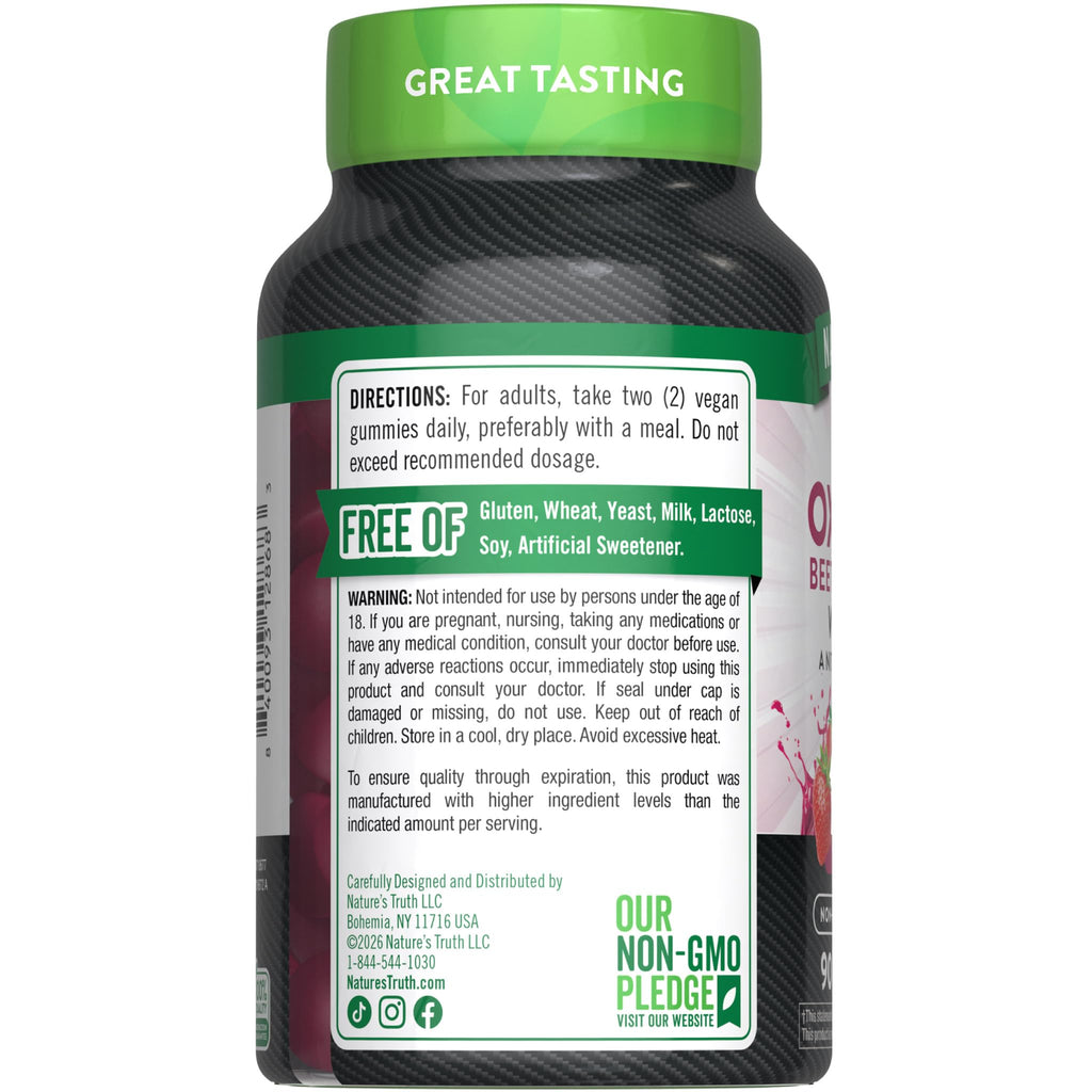 Nature's Truth Nitric Oxide Beet Root Gummies | 90 Count | with Nitrates