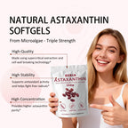 ZERIA Astaxanthin 12mg, 150 Softgels - Natural Microalgae Antioxidant for Eye, Skin & Immune Support, 4-Month Supply(1pcs)