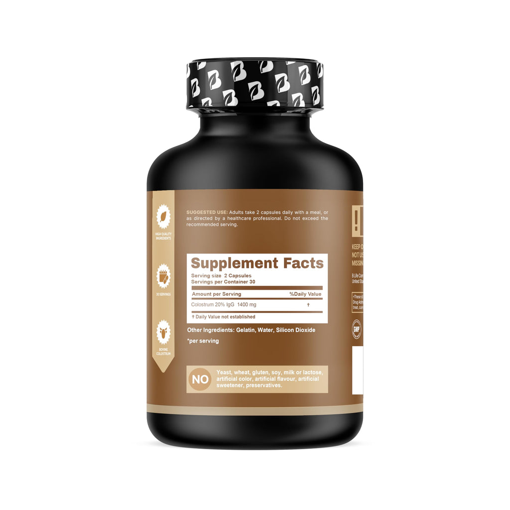 B Life Company BLife Bovine Colostrum Supplement 1400mg – Immune & Gut Health Support – Colostrum Capsules for Digestive Health – Immune Support Supplement – 60 Capsules (30 Servings) 3 Pack