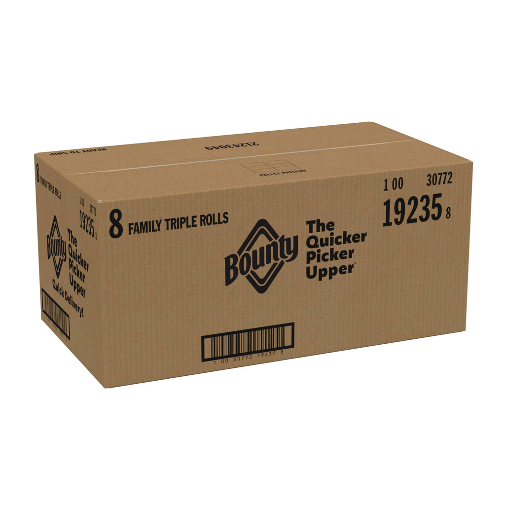 Bounty Quick-Size Paper Towels, White, 8 Family Triple Rolls = 27 Regular Rolls