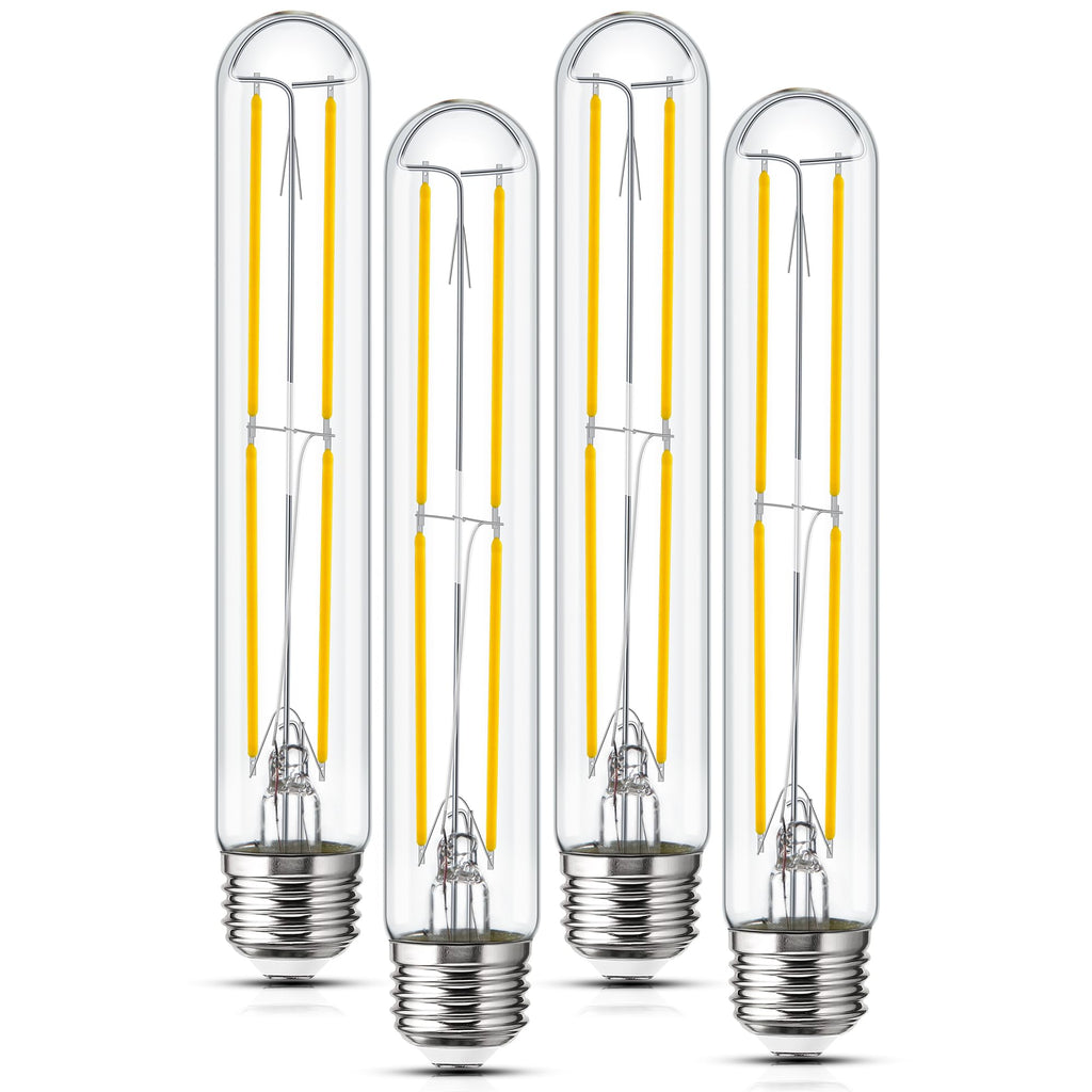 Sphoon Tubular Light Bulb 7.3 Inch Dimmable T10 LED Bulb E26 6W 60 Watts Edison Bulbs 4000K White Light,185mm Long for Wall Sconces, Pendant, Livingroom, 4-Pack
