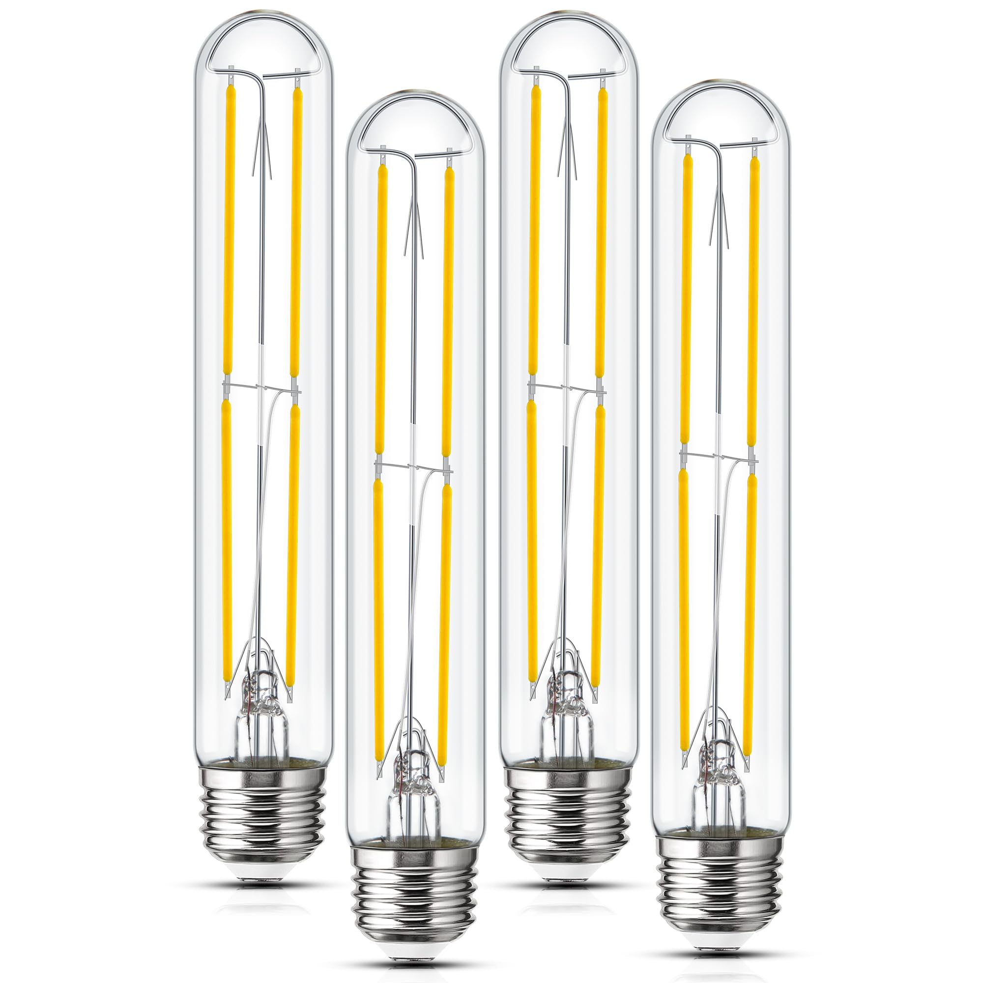 Sphoon Tubular Light Bulb 7.3 Inch Dimmable T10 LED Bulb E26 6W 60 Watts Edison Bulbs 4000K White Light,185mm Long for Wall Sconces, Pendant, Livingroom, 4-Pack