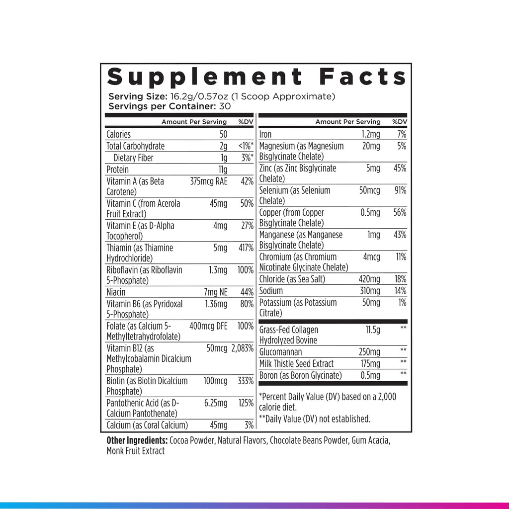 Livingood Daily Collagen Powder for Women & Men, Grass Fed Hydrolyzed Collagen Peptides, Protein & Multivitamins for Healthy Hair, Skin & Nails, Keto & Paleo, Gluten Free, Chocolate, 30 Servings