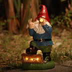 Panven Gnomes Garden Decor, 13.5" Tall Solar Large Inappropriate Funny Gifts Gnome Outdoor Statues for Yard, Patio, Lawn, Outside Naughty Gnome Garden Decorations Gift for Men Women