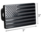 USA American Flag Metal Trailer Hitch Cover with Locking Pin (Fits 2" Receivers, Black)