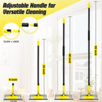 Window Squeegee with Extension Pole for Home, Professional Squeegee for Window Cleaning Tool Kit with Scrubber, 2 in 1 Rotatable Window Washing Kit for Car Glass Shower Indoor & Outdoor High Windows