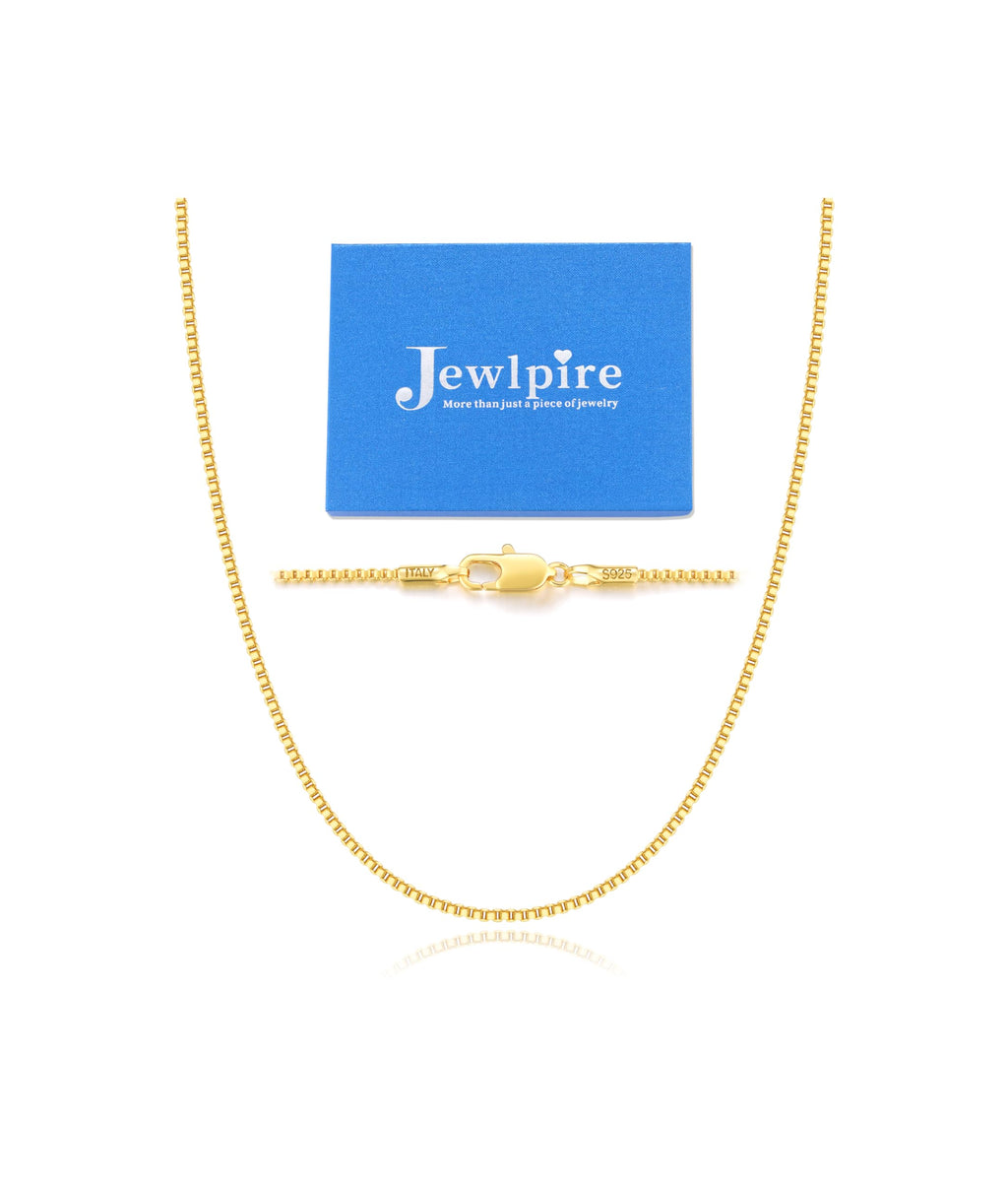 Jewlpire 14K Gold Plated Chain Necklace for Women, 1.3MM Box Chains Necklace 14K Gold Plated Chain for Women Thin & Sturdy Womens Chains Necklaces, 26 Inches