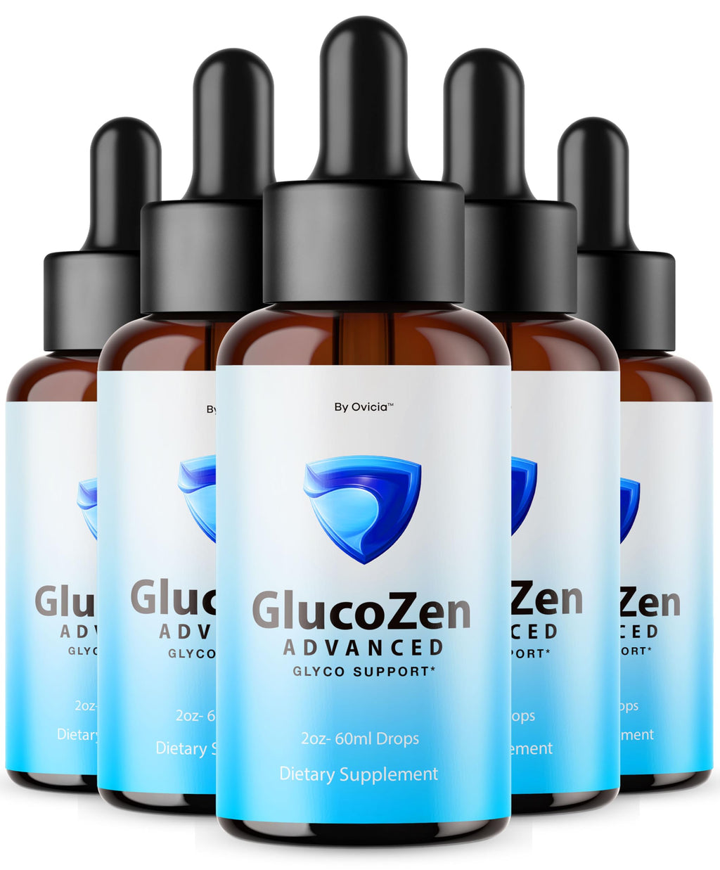 (5 Pack) Glucozen Drops - Official Gluco Zen Oral Liquid Drops Advanced Premium Formula Maximum Strength, All Natural Ingredients Vitamins for Overall Health & Wellness, 5 Bottles for 5 Months