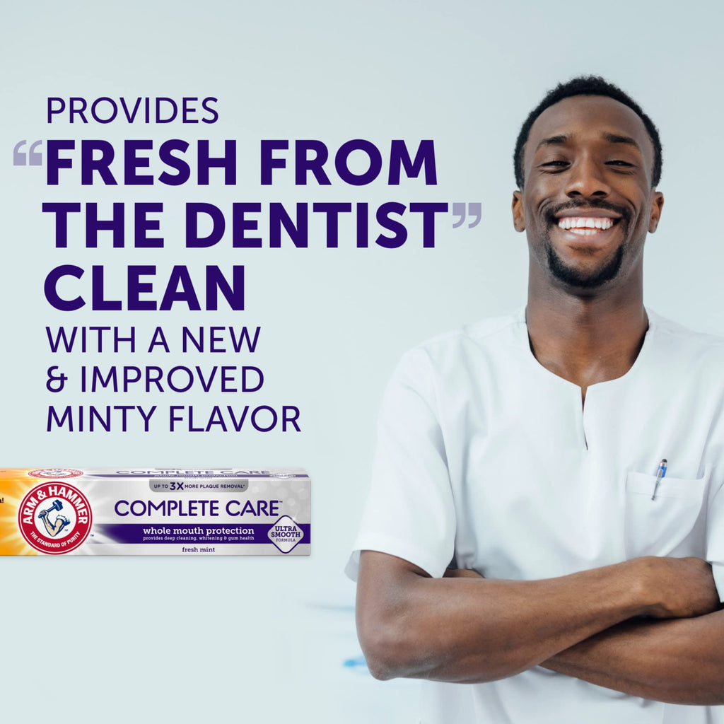 ARM & HAMMER Complete Care Toothpaste, Teeth Whitening Toothpaste, Fluoride, Whole Mouth Protection, Fresh Mint Flavor, 6.0 oz (Pack of 1)