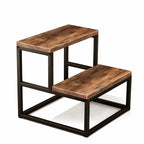 ROMIVO Hot Tub Step Stool, 2 Step Stool for Adults & Kids, 500 lbs Heavy Duty Metal Frame, Wood-Look Bed Steps for High Beds, Kitchen, Bathroom, RV, Covered Spa Area, Rustic Brown