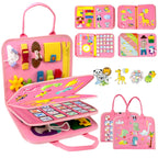 Qizfun Busy Board Book Montessori Toys for 1 2 3 4 Year Old, Girl Birthday Gifts, Educational Sensory Learning Toy for Toddlers 1-3, Car Airplane Travel Activities Toys for Kids Ages 2-4 Year Old