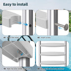 TonGass (3-Pack, White) 18" Universal Swimming Pool Ladder Rung Step Replacement with Stainless Steel Bolts Compatible with Inground Above Ground Pool Heavy-Duty Molded Plastic Ladder Step Parts