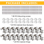 20 Pack Soft Close Cabinet Door Hinges for 1/2 Inch Overlay Cupboard, 105 Degree Opening Angel, Stainless Concealed Kitchen Cabinet Hinges with Mounting Screws, Manual and Door Bumpers