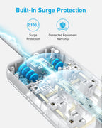 Anker Power Strip with 2100J Surge Protector, Outlet Extender, 20W, 12 AC