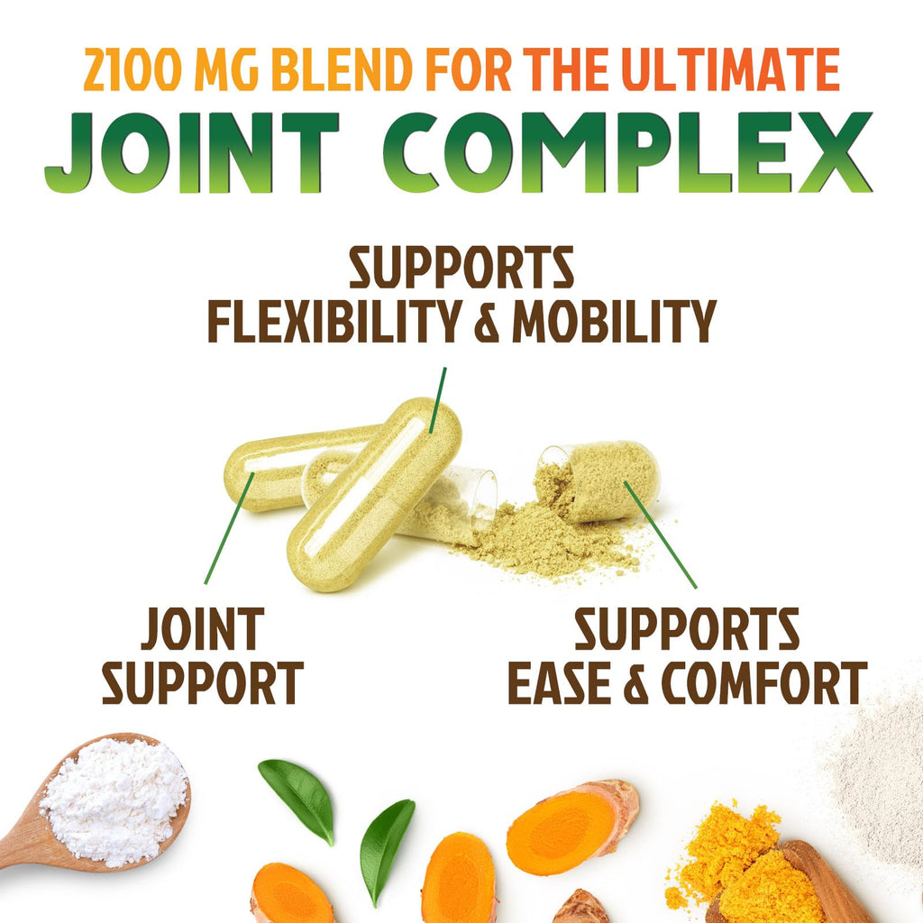 Glucosamine Chondroitin MSM - 3x Strength Joint Support Supplement for Joint Mobility & Comfort For Men and Women, Glucosamine Supplements Complex with Turmeric & Boswellia - 120 Capsules