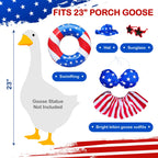 Jovoria 4th of July Patriotic Porch Goose Outfits for 23 Inch Lawn Statue