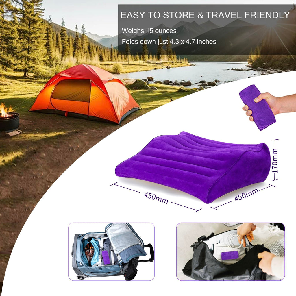 Opertam Inflatable Wedge Pillow for Traveling, Lightweight Wedge Pillow for Acid Reflux Relief, Portable Pillow Wedges for Sleeping, Blow Up Travel Pillow for Camping, Back Lumbar Support