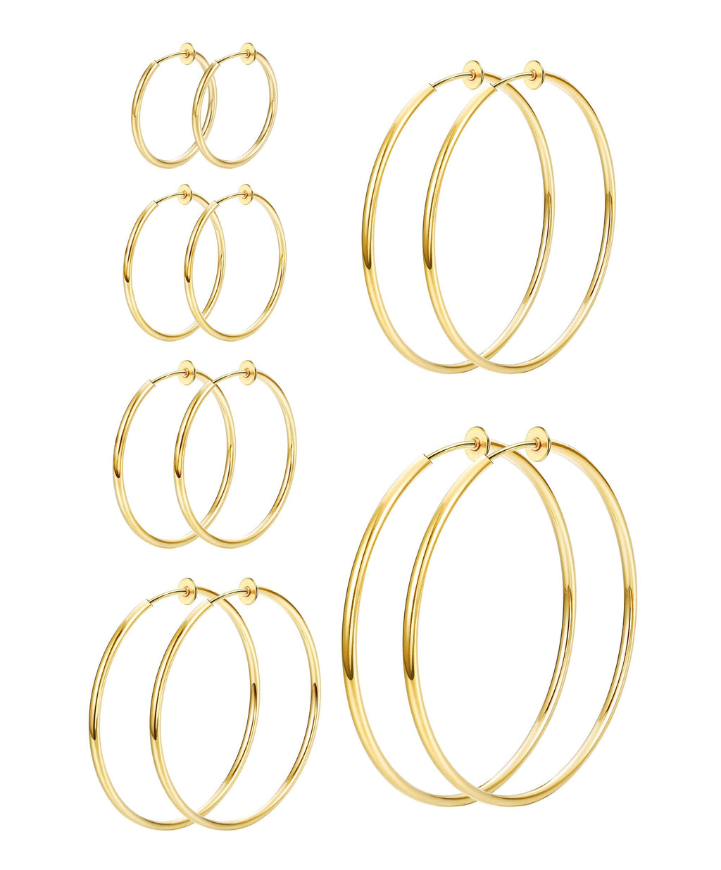 6 Pairs Clip On Hoop Earrings for Women Fake Spring Hoop Earrings, Gold
