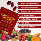 GXSAE Capsaicin Power - Cayenne Pepper Softgels Supplement, Supports Leg Vein, Digestive & Gut Health, with Vitamin D3+K2, Beetroot, Grape Seed and Other Extracts, 300 Capsules (1)