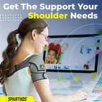 Sparthos Shoulder Brace - Support Sleeve for Torn Rotator Cuff, AC Joint Pain Relief - Arm Immobilizer Strap Wrap - Fits Bicep 14-30 in, Left or Right, Men & Women - Measure Before Purchase - XXL