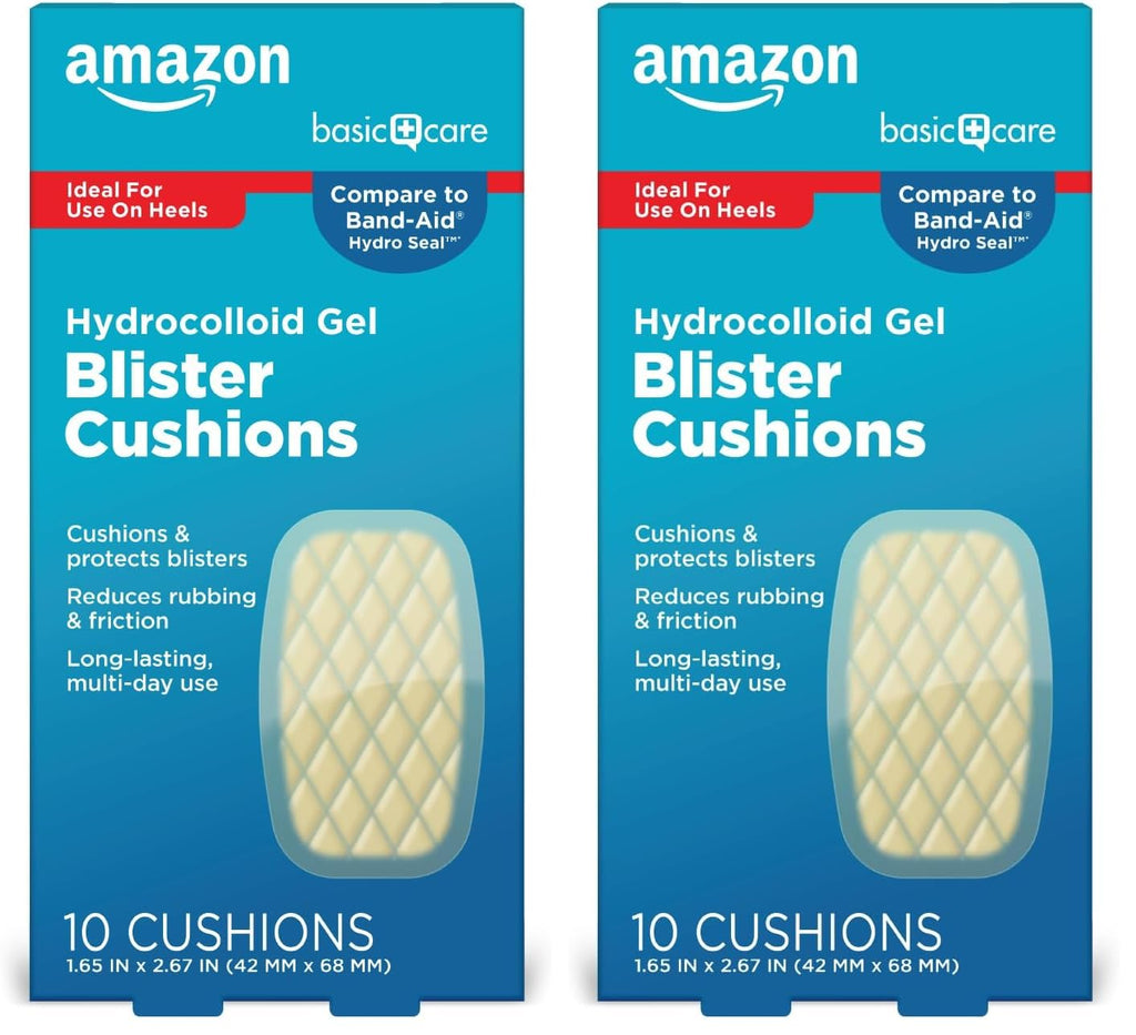 Amazon Basic Care Extreme Hydrocolloid Gel Blister Cushion Bandages, Self-Adhesive, Reduces Rubbing & Friction, Long-Lasting Multi-Day Use, 1.65 in x 2.67 in, 10 ct (Pack of 2)