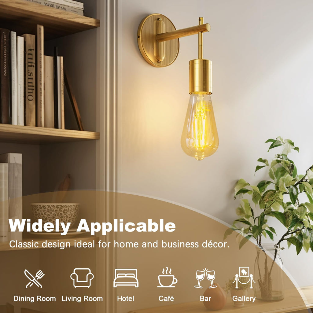 DiCUNO E26 Edison Bulbs 60W, 2200K Amber Warm, Amber Glass, 600LM, 2-Pack