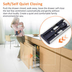 REGUDA Soft Close Drawer Slides Ball Bearing 3 Folds Full Extension Side Mount Cabinet Runners Glides Rails Track 100 Lbs Load 10 12 14 16 18 20 22 24 Inch Silver 5Prs(Silver-Soft Close-5Prs,22inch)