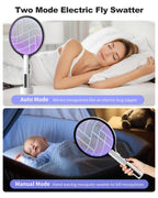 2PACK Electric Fly Swatter 4500V Bug Zapper Racket, 2 in 1 Handheld Fly Zapper & Purple Mosquito Killer Rechargeable and 3-Layer Safety for Indoor Home Office Backyard Patio Camping