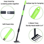 KLDOLLAR Hand Rake, Adjustable Handle Garden Small Rake Garden Tool