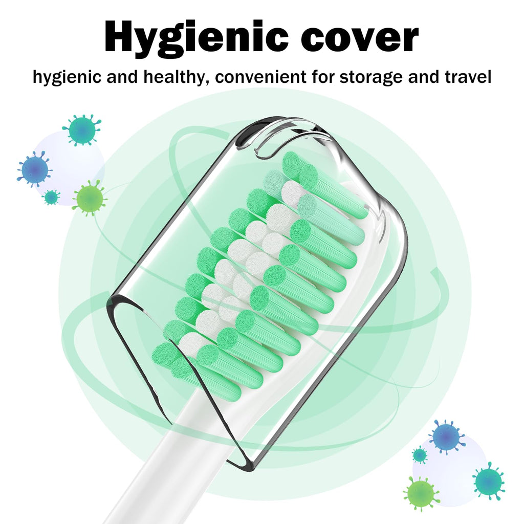 Replacement Toothbrush Heads for Philips Sonicare E-Series/Essence/Xtreme/Elite and Other Screw-on Electric Toothbrush Models, 8 Pack, Dupont Bristles with Protective Cover