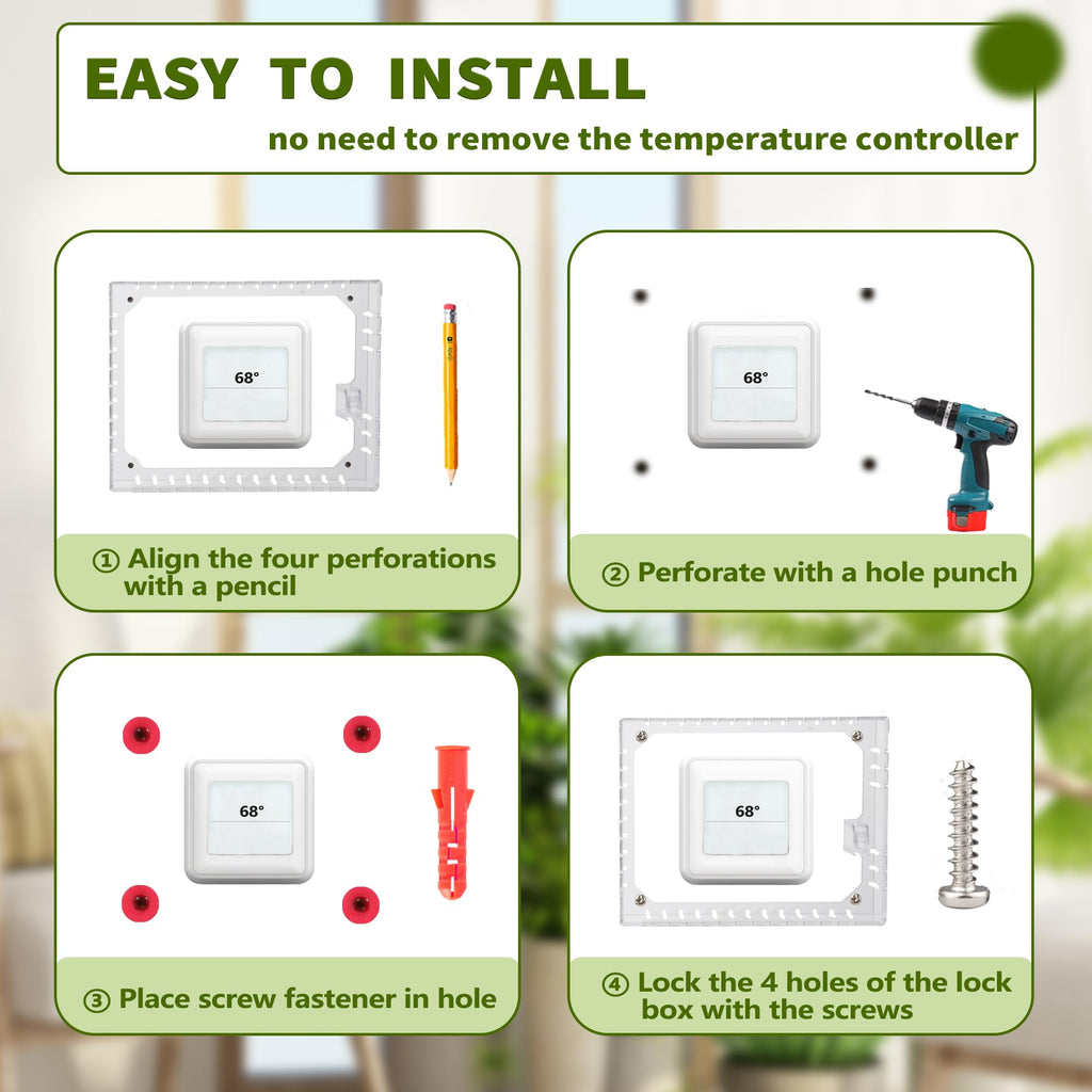 6 PCS Thermostat Lock Box with Key, Large Thermostat Cover with Lock for Thermostat on Wall, AC Control Lock Box Cover with Key, Air Conditioner Lockbox Fits Thermostats 5" H x 6" W or Smaller