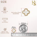 HighSpark Clover Earrings for Women | Hypoallergenic Studded Clover Stud Earrings | Lovely Gift - Studded White