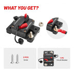 RED WOLF 50A Amp Circuit Breaker for Boat Trolling Motor Marine ATV Vehicles Stereo Audio Battery Solar System Inline Fuse with Manual Reset Switcher DC 12V-48V