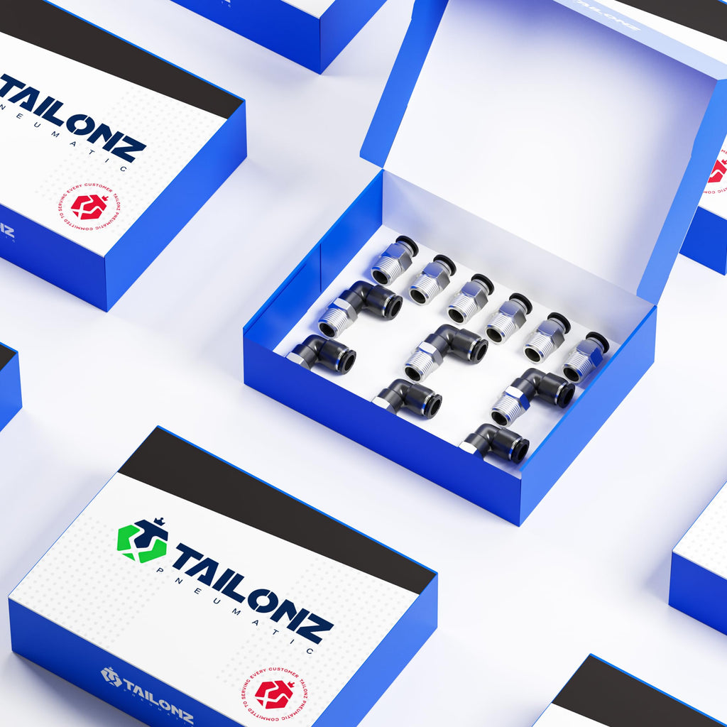 TAILONZ 1/4" x 1/8" NPT Push to Connect Straight & Elbow Fitting Kit 12Pcs