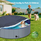 SAFANA 72" Round Dog Pool Cover [Upgrade 420D Thickened] 6ft Portable Dog Pet Bath Pool Cover 71/72 inch, Durable Foldable Round Inflatable Swimming Pool Cover, Drawstring Design Windproof Dustproof