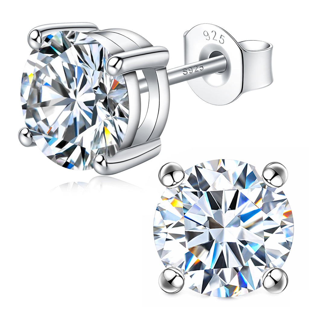 Impalsory 1CT Moissanite Stud Earrings for Women and Men, 6.5mm, 4 Prong