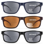 LADEESSE 3 Pack Bifocal Reading Sunglasses For Men/Women - Fashion UV400 Sunglasses With Readers Built In Sun Outdoor Protection（2.0）