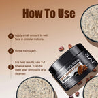 JVR Face Scrub for Men, Facial Scrub for Deep Exfoliating, Cleansing Blackheads, Ingrown Hair, Pre-shave Soften, Organic Formulated with Coffee Extract, AHA and BHA Face Exfoliator (8.46 oz)