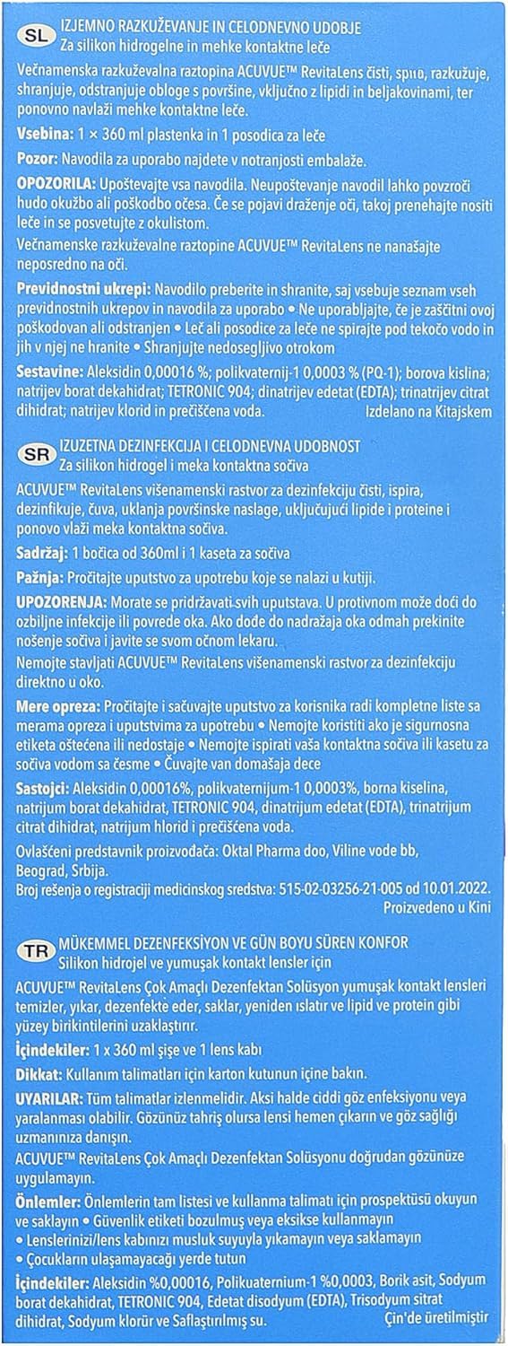 ACU vue Revita Contact Lens Solution, Multi-Purpose Disinfecting Solution for Soft Contact Lenses, Lens Case Included, 12.17 fl oz (360ml), Pack of 2