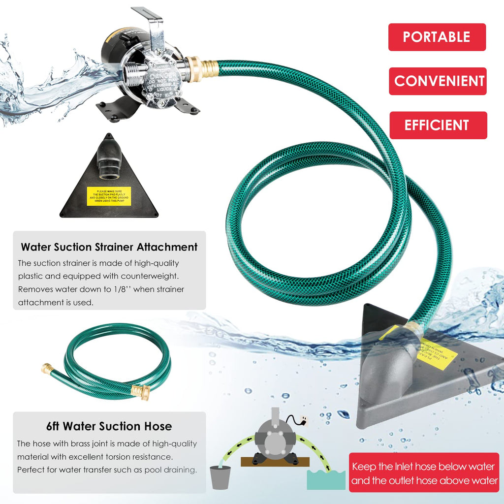 Water Transfer Pump, 115V 1/10HP 330GPH Utility Water Pump Electric With 6ft Suction Hose Kit, Portable Small Water Pump For Pool Draining, Removing Water From Rain Barrel, Aquariums, etc.