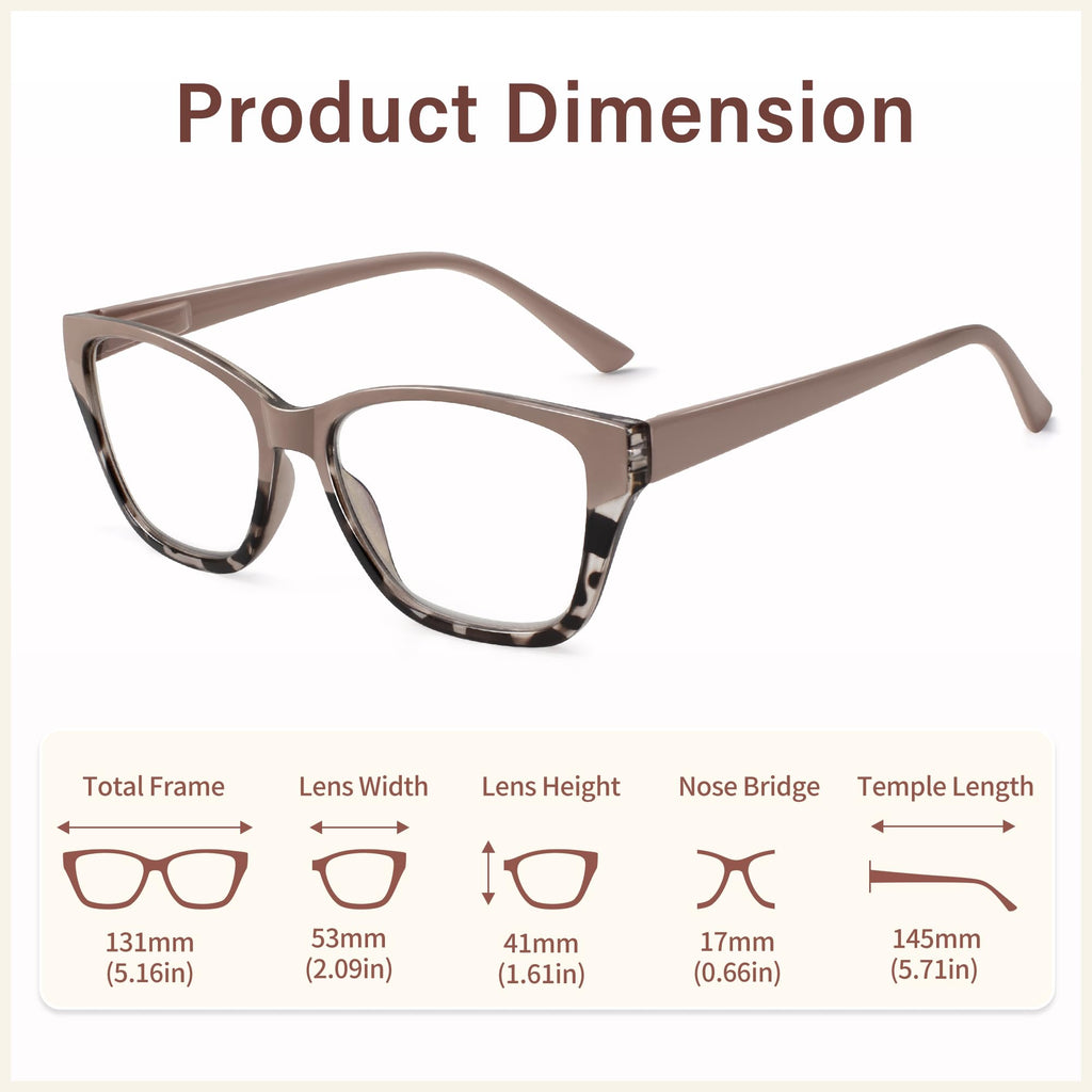 Madison Avenue 2 Pack Cateye Blue Light Blocking Reading Glasses for Women Spring Hinge, Vintage Computer Readers Eyeglasses Demi Brown +1.5