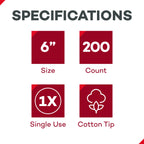 Dealmed 6" Cotton-Tipped Wood Applicators – 200 Sterile Cotton-Tipped Applicators for Application of Medication, Cleaning Skin, Arts, Crafts and More (Box of 200) (Pack of 2)
