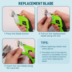 Cordless Electric Scissors, VLOXO Cardboard Cutter Electric Fabric Scissors with Blades Rechargeable Powerful Fabric Cutter for Crafts Leather Carboard Carpet Plastic Felt with Case Green CS4001