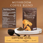 Bunkell Mushroom Coffee, Adaptogenic 6 Mushrooms with Lion's Mane, Reishi, Cordyceps, Shiitake, King Trumpet & Turkey Tail, Instant Coffee Powder for Energy, Digestion & Immune Support, 30 Servings