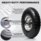 Storystore 2-Pack 4.10/3.50-4 Tire and Wheel - 10 Inch Solid Rubber Tire Wheels with 5/8" Bearings, 2.2" Offset Hub for Hand Truck, Trolley Dolly, Garden Cart and Wheelbarrow